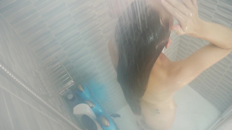 Mila Lewis: Shaving in a hot steamy shower (no audio)