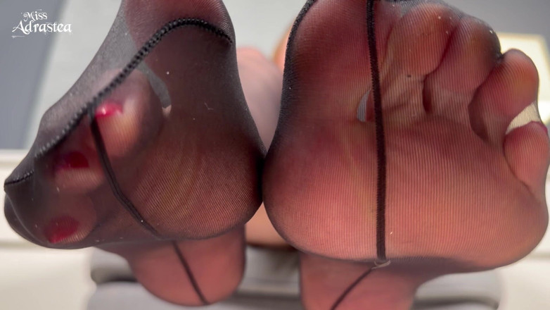 Miss Adrastea: Worship My Fragrant, Moist, Warm, Silky Feet! - Pantyhose Domination with...