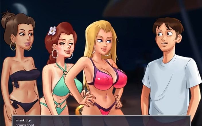 Miss Kitty 2K: Summertime Saga Sex Party, 3 Girls One Dick - Part 177