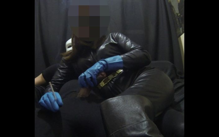 The flying milk wife handjob: Smoking Fetish Wife in Rubber Gloves Jerking Me