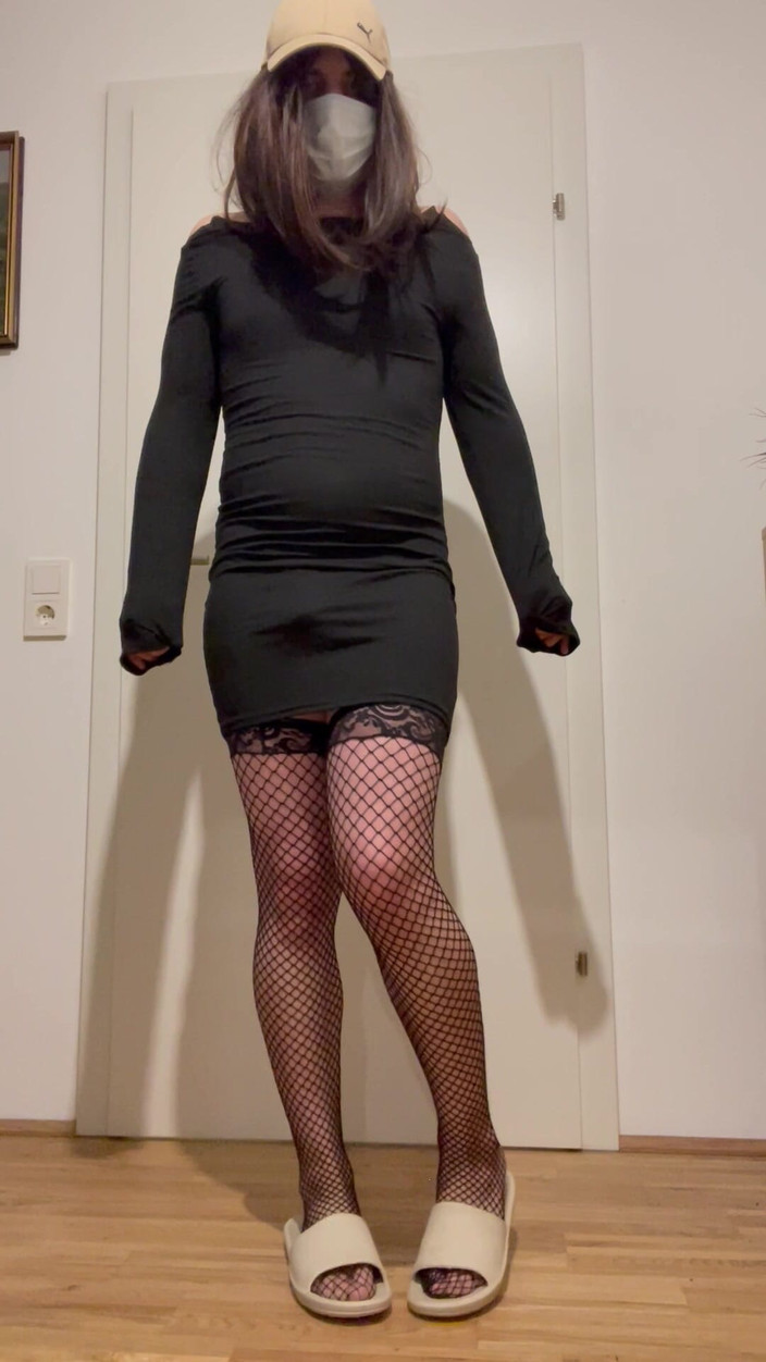 femboysoft: Crossdressing Femboy Fishnet Thong