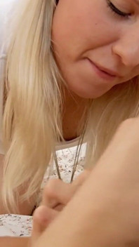 Mature Blonde's Gaping Pussy Stretched Wide by Pink Toy
