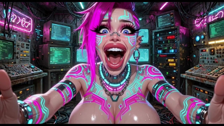 Hot girl dancing: Cyberpunk Style Women Bouncing Boobs, Ai Animation