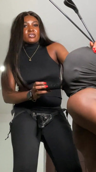 BDSM Femdom Strapon Dick Sucking by African Mistress