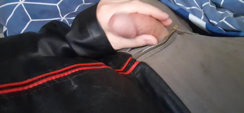 Rusty Sunnybrook: Edging in Red and Black Leather Jacket