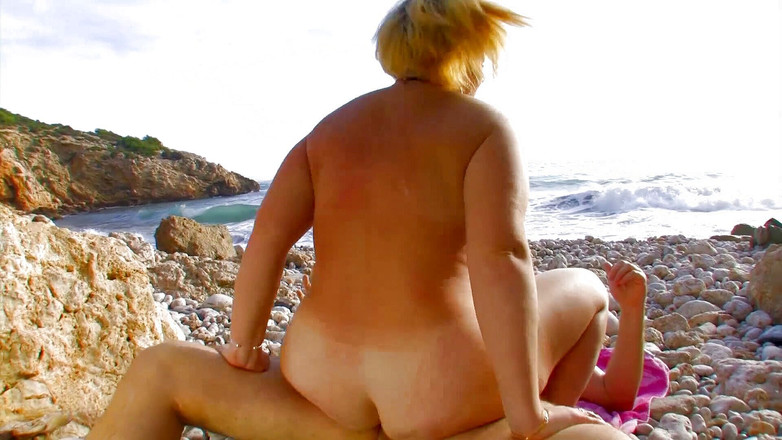 Gazongas: French blonde bitch and her beach fuck