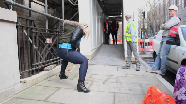 Kinky Porn Freaks: Ashley Rider walks on streets of downtown