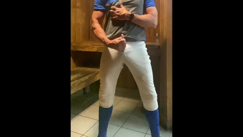 JockDad87: Jockdad87 Edgings in der sauna, blaues baseballspiel