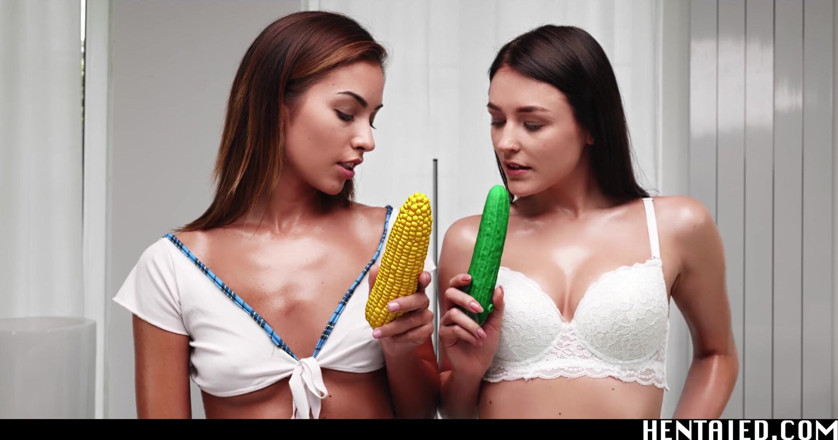Hentaied: Real life hentai - Two hot teens fuck each other with...