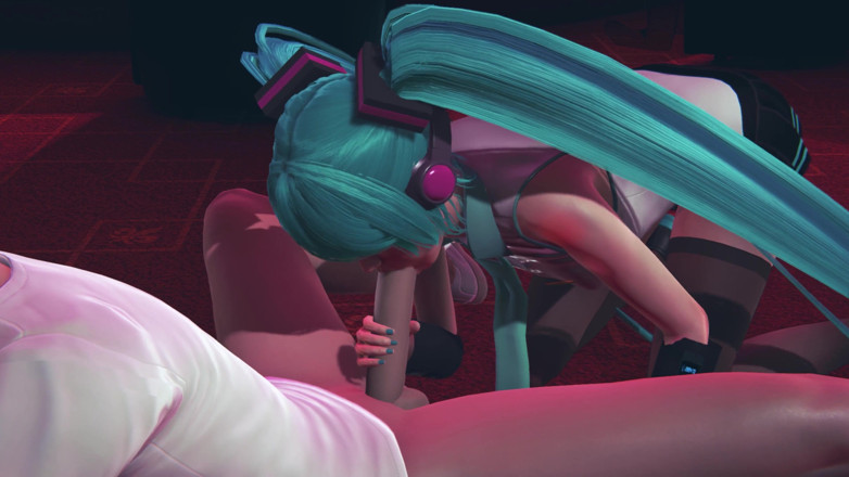 Waifu club 3D: Miku gives a blowjob to a guest