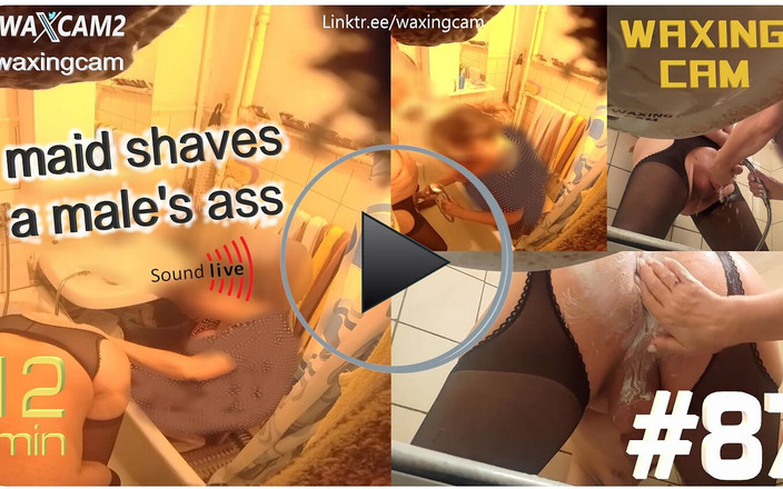 WaxingCam: N° 87, une soubrette se rase le cul d’un homme