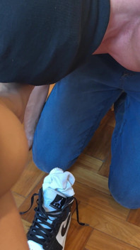 I Made My House Slave Sniff My Sneakers and Socks After Walking All Day on a Sunny Day.