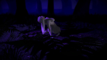 Wraith ward: Blond laska ujeżdża dildo w lesie: Porno 3D