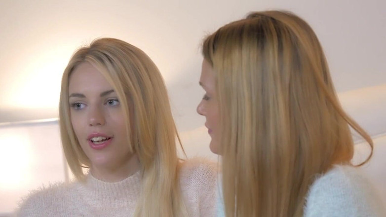 Lesbian Illusion: Beautiful blonde in the bedroom