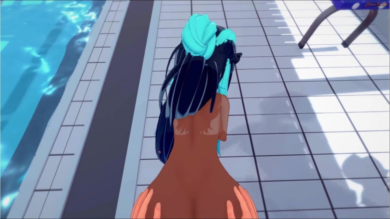Hentai Smash: Fitnessstudio-chefin Nessa wird am pool gefickt. Hentai