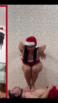 Goddess Kiffa - Sexy Mrs Claus Trampling and Step on Bad Foot Slave's Head