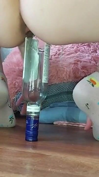 Friend's Young Stepsister Jumping on a Very Huge Bottle
