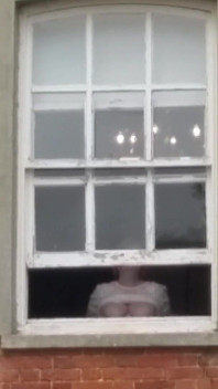 Tits in Hotel Window Very Public Julie Cunningham Flashing Huge Natural 38F Tits