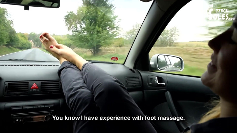 Czech Soles - foot fetish content: Her big smelly feet in car are a turn on