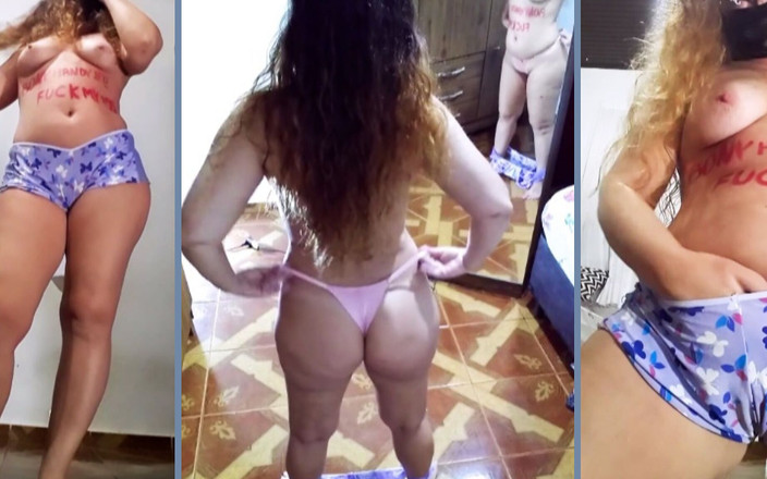 Mirelladelicia: 脱掉她的衣服，蓝色娃娃短裤和粉红色内裤