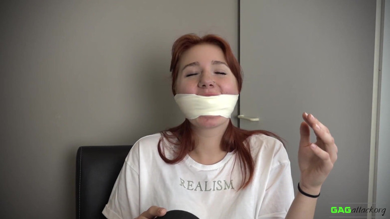 Gag Attack: Red Foxy - Microfoam tape gagged