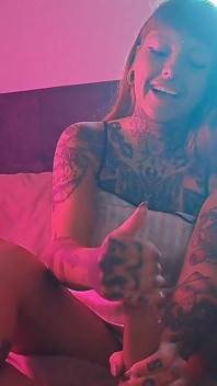 Pink Fluffy Sockjob Ends with Cum on Socks