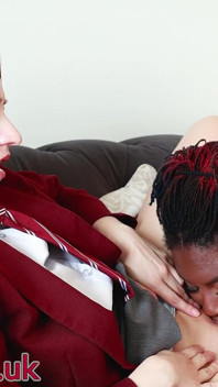 Ebony Student Oshun and Redhead Victoria Make Each Other Cum
