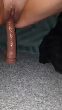 Sliding up and Down My 9” Dildo