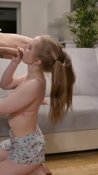 Blow Me POV: Teen with Pigtails Sucks Her Stepbrother
