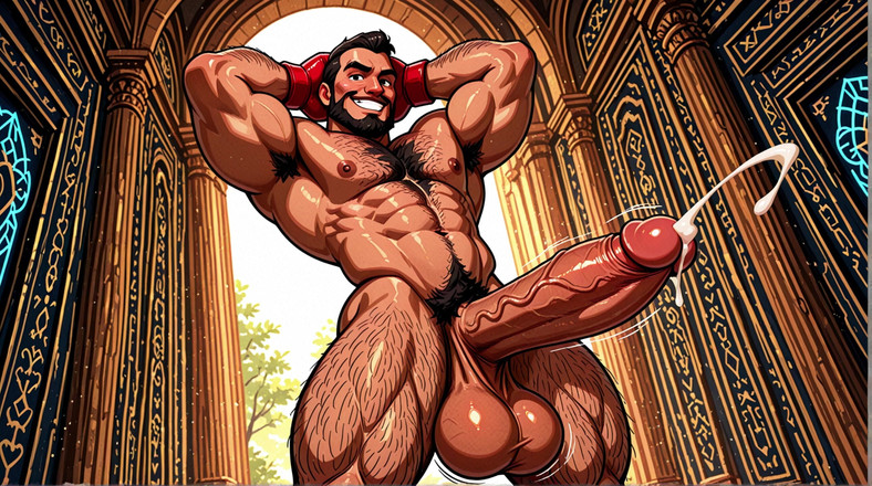 Erotic Man: Napalone bokserzy pokazujące atletyczne ciała i koguty potworów