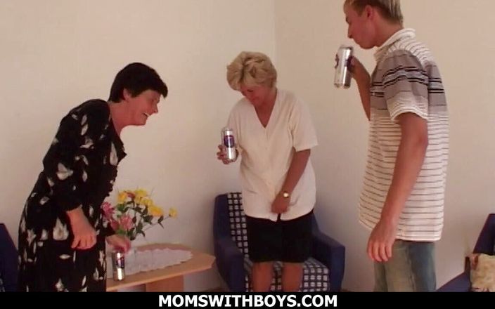 Moms With Boys: Two mature ladies teach boy group sex education