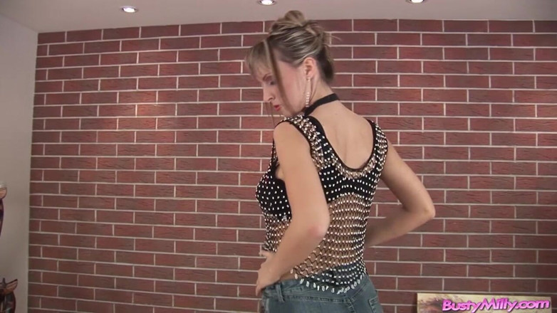 Busty Cafe: Milly Moris Sexy in Mesh