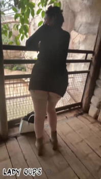Slut in Public Visits Butt Plug Micro Skirt and Garter Belt