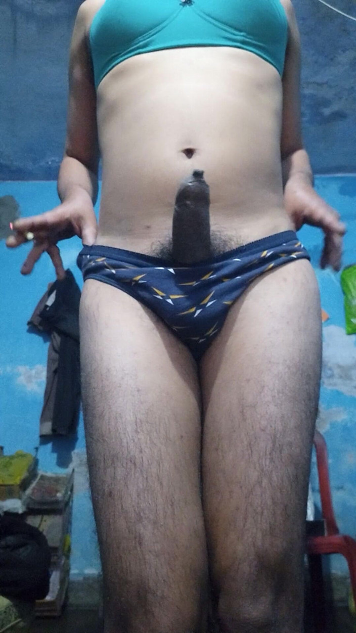 Lustyizlife: Horny Indian Femboy Wearing His Step Sister's Bra and Panties