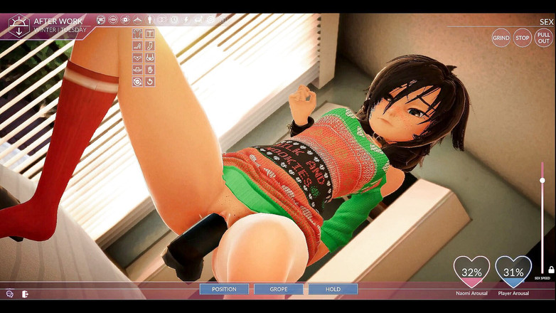 Cumming Gaming: 我们的公寓[Xmas Hentai 色情片]，第 2 集。在圣诞节期间操我穿着圣诞礼服的室友，并射在她紧致的阴户上