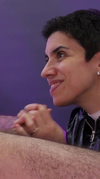 Cum Facial in a Leather Jacket