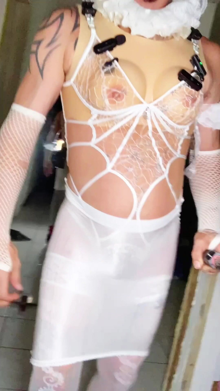 Benito414: Cute Lingerie Shemale Showing She’s Panties
