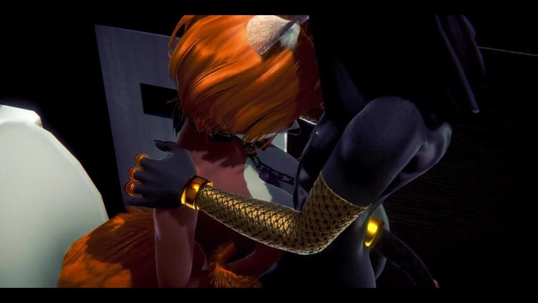 HentaiTubes: Furry Hentai - Anubis dogboy z Foxygirl w toalecie - japońska azjatycka...