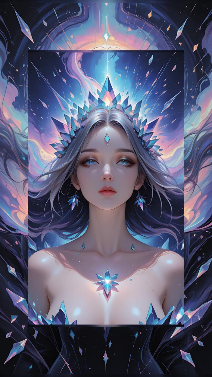 VelvetInk Studio: Astral Vortex Goddess with Obsidian Smoke and Crystal Light Fantasy...