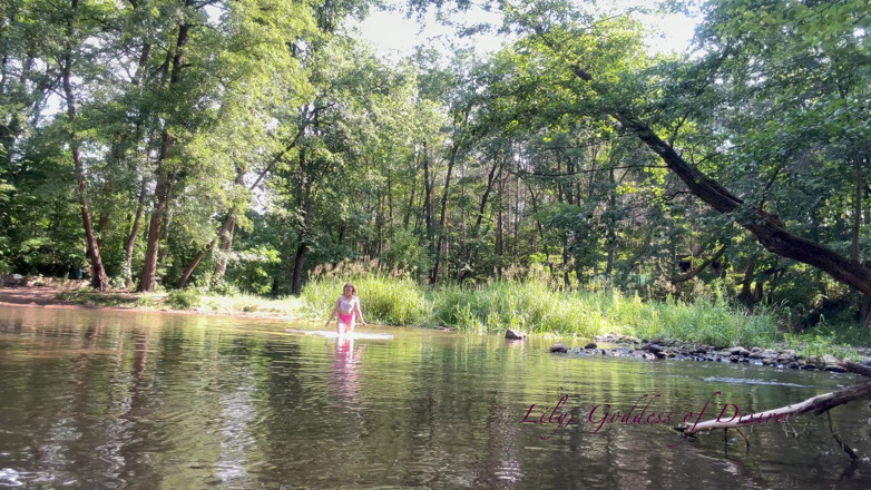 Lily, Goddess of Desire: Cute Teen in Costume Playing in the River Like in...