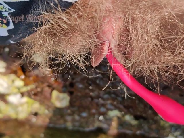 Hairy pussy with Lovense pissing in water (Real fun & fetish)