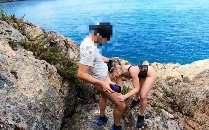 Sportynaked: Beach Fuck on the Rocks... Beautiful Swallow Blowjob and Doggy...