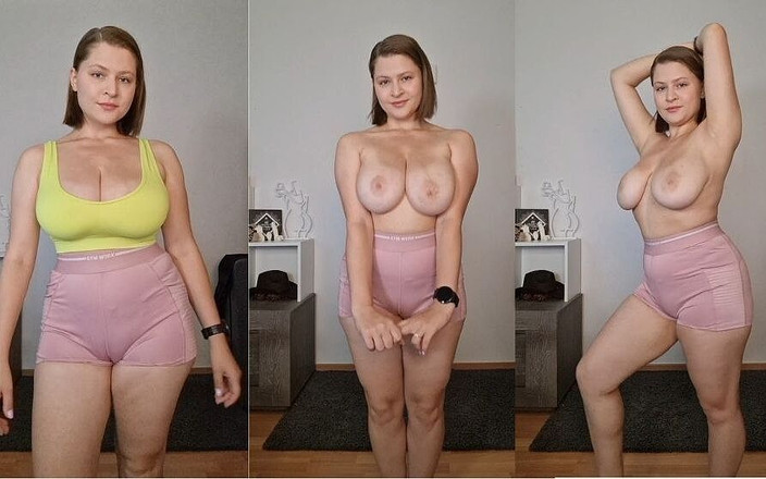 Tina Angel: 거유 피트니스 창녀는 스포츠 탑에서 젖탱이를  포함할 수 없습니다.