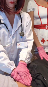 FFM Threesome - Doctor and Nurse Make Sick Patient Cum