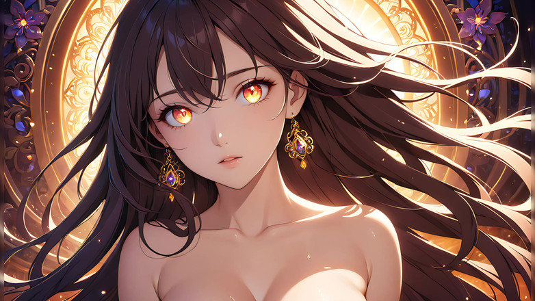 LustRender: Soft Starlight – красива молода жінка з світиться очима в анімаційному стилі