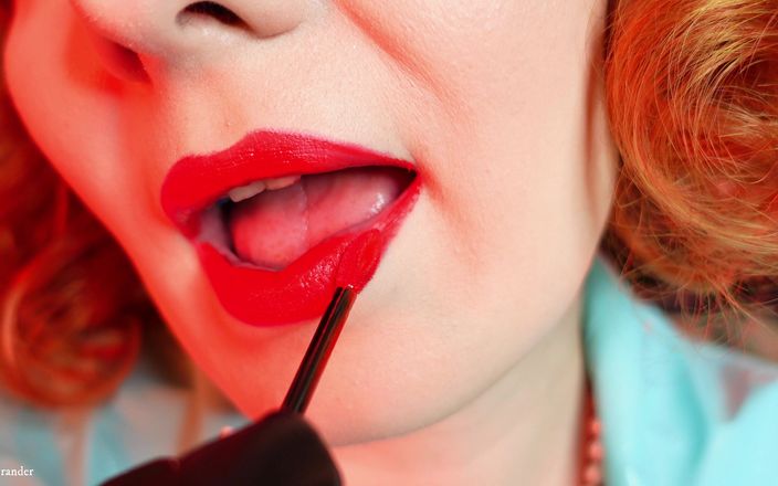 Arya Grander: Lipstick process: ASMR sfw video (Arya Grander) red lips and braces