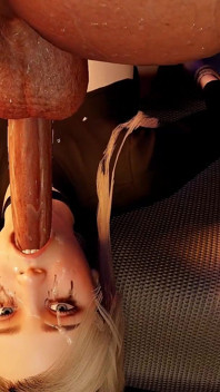 Bdsm, bondage, porno 3D - blonde à forte poitrine, facefuck