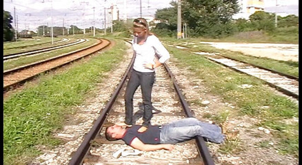 Femdom Austria: Railway tracks trampling