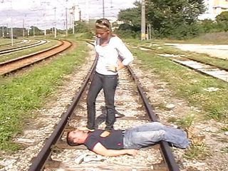 Femdom Austria: Railway tracks trampling
