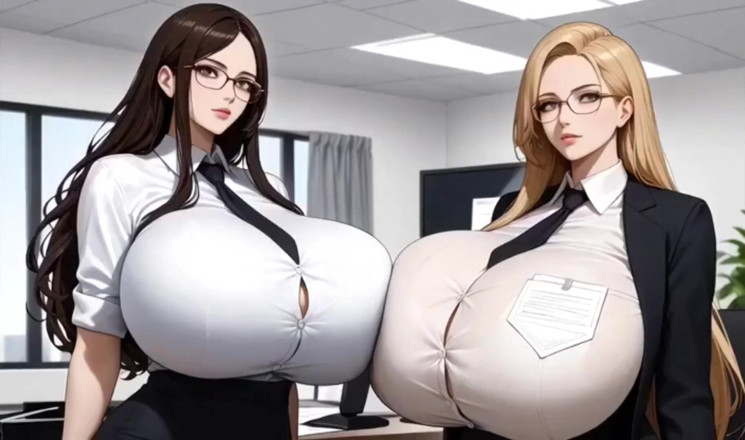 Hot girl dancing: Escritório de peitos enormes engraçados, ai animation